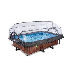 Piscine avec pompe filtrante et dôme enfant Exit Toys Wood 220 x 150 x 65 cm