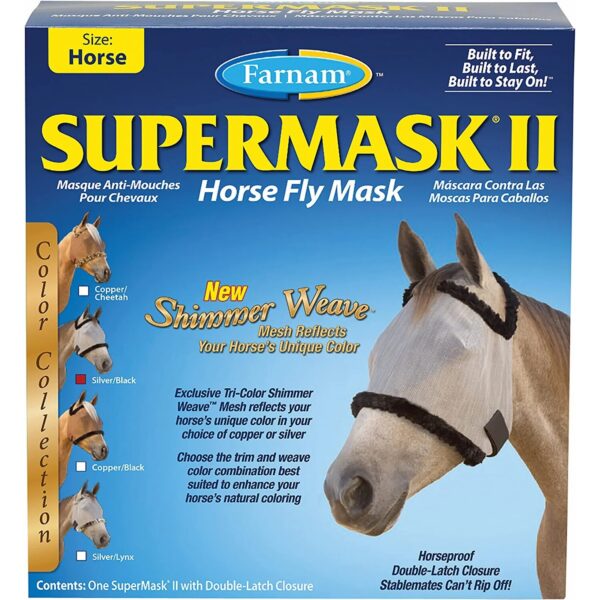 Masque anti-mouches pour cheval sans oreilles Farnam Supermask II Horse horse