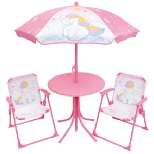 Table + 2 chaises + parasol fille Fun House Licorne