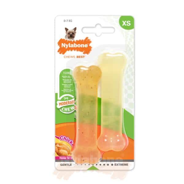 Lot de 2 jouets pour chien Nylabone Moderate Chew Chicken 1 Moderate Chew Chicken/ 1 Moderate XS