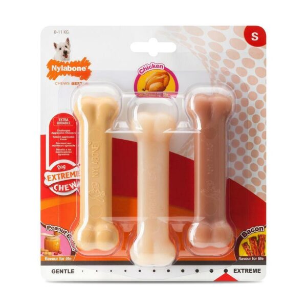 Lot de 3 jouets pour chien Nylabone Extreme Chew - 1 Extreme Chew - Peanut Butter / 1 Extreme Chew - Original S