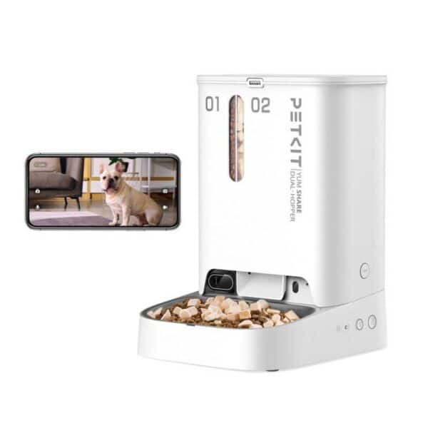 Distributeur de croquettes automatique automatique connecté double avec caméra pour animaux Petkit YumShare Dual-hopper 5L