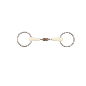 Mors 2 anneaux pour cheval bague amovible double joint + rouleau en cuivre Soyo Happy mouth