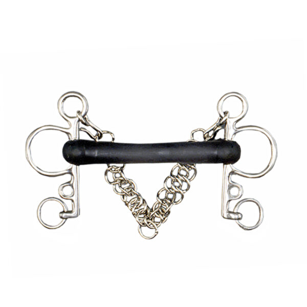 Pelham pour cheval en inox avec caoutchouc souple Tattini