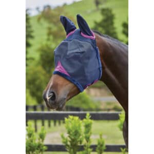 Masque anti-mouches pour cheval en maille durable avec protection oreilles Weatherbeeta Comfitec Deluxe